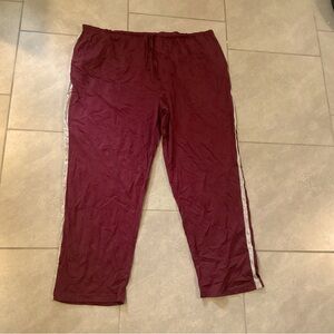 Men's Burgundy Cotton Pants with Side Stripes
